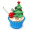 Christmas Blue Cupcake Cherry