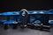 Christmas blue sports drift car rear suspension tuning levers in garland