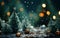 Christmas bokeh background with tree branches and snow, macro. M