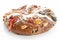 Christmas Bolo Rei or King Cake Over White