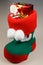Christmas boot with Santa Claus figurine and gift