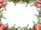 Christmas border with Christmas tree branches ornaments holidays