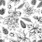 Christmas botanical seamless pattern. Hand drawn vector