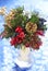 Christmas bouquet on blue background