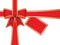 Christmas bow and ribbons with blank gift card