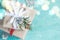 Christmas boxes of gifts festively decorated On a turquoise background