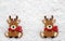 Christmas brown reindeer decoration on white. New year greetings background