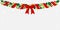 Christmas bunting with holly leaves and ribbon