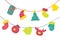 Christmas bunting paper cut on white background