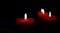 Christmas burning candles on the blue bokeh background. The concept of a family holiday,