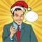 Christmas businessman pointing finger