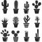 Christmas Cactus (Schlumbergera, Thanksgiving Cactus, Crab Cactus, Holiday Cactus) Pot Plant Icon Set