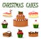 Christmas cake and cupcake set, icons, illustrati