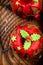 Christmas Cake with Festive Sugar Decorations on  Christmas Table