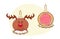 Christmas cake in form of Christmas ball chocolate deer. Isolated holiday design element