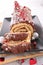 Christmas cake- yule log- chocolate swiss roll and decoration