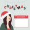 Christmas calendar. December. Girl in Santa hat