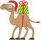 Christmas camel carrying a gift on his back