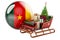 Christmas in Cameroon, concept. Christmas Santa sleigh full of gifts with Cameroonian flag. 3D rendering