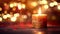 Christmas candle on a background of bokeh lights. Animated fire of light. One minute loop animation. 2k