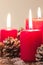 Christmas candles with christmas decorations, christmas or new year atmosphere