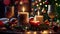 Christmas candles on a Christmas Eve table Beautiful background a night time scene , video animation