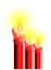 Christmas candles in red tones isolated
