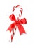 Christmas candy cane with bow isolated