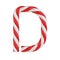 Christmas candy cane font - letter D