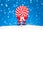 Christmas candy in snow on blue glitter background