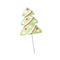 Christmas candy. Xmas fir tree lollipop on stick. Sweet hard caramel. Festive sugar lolly. Yummy sucker for New Year