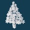 Christmas Card Application From Plastic Snowflakes. On Navy (Blue) Background. Space For Text Freely.