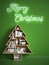 Christmas card, book shelf in form of the Christmas tree and neon Merry Christmas lights on the wall, 3d rendering