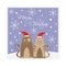 Christmas card with cats wearing santa hats