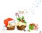 Christmas Card with Christmas cake. Watercolor Christmas cake illustration. Background for New Year invitation card.