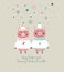 Christmas Card With Cute Pigs.