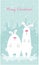 Christmas card with cute rabbits. Hand drawn characters. Vector illustration