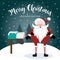 Christmas card with cute Santa. Flat design. Vector