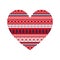 Christmas card. Cute xmas heart with winter decorative sweater style ornament.