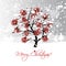 Christmas card design with winter rowan tree and