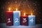 Christmas Card With Four Candles For Advent, Snowflakes