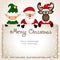 Christmas card. Funny postcard with Christmas Elf, Christmas moo