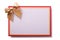 Christmas card gold bow decoration white copy space isolated