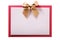 Christmas card gold bow red envelope flat front view isolated