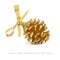 Christmas card - golden pinecone with bow