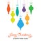 Christmas card with hanging color decorations