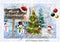 The Christmas Card, Happy New Year , Snow, Snowman, Light, Snow flakes, Winter Backgraund, Happy Hollydays