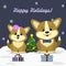 Christmas card with a pair of cute dogs Corgi
