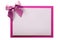 Christmas card pink ribbon bow envelope frame isolated