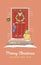 Christmas card red door with new year decor
